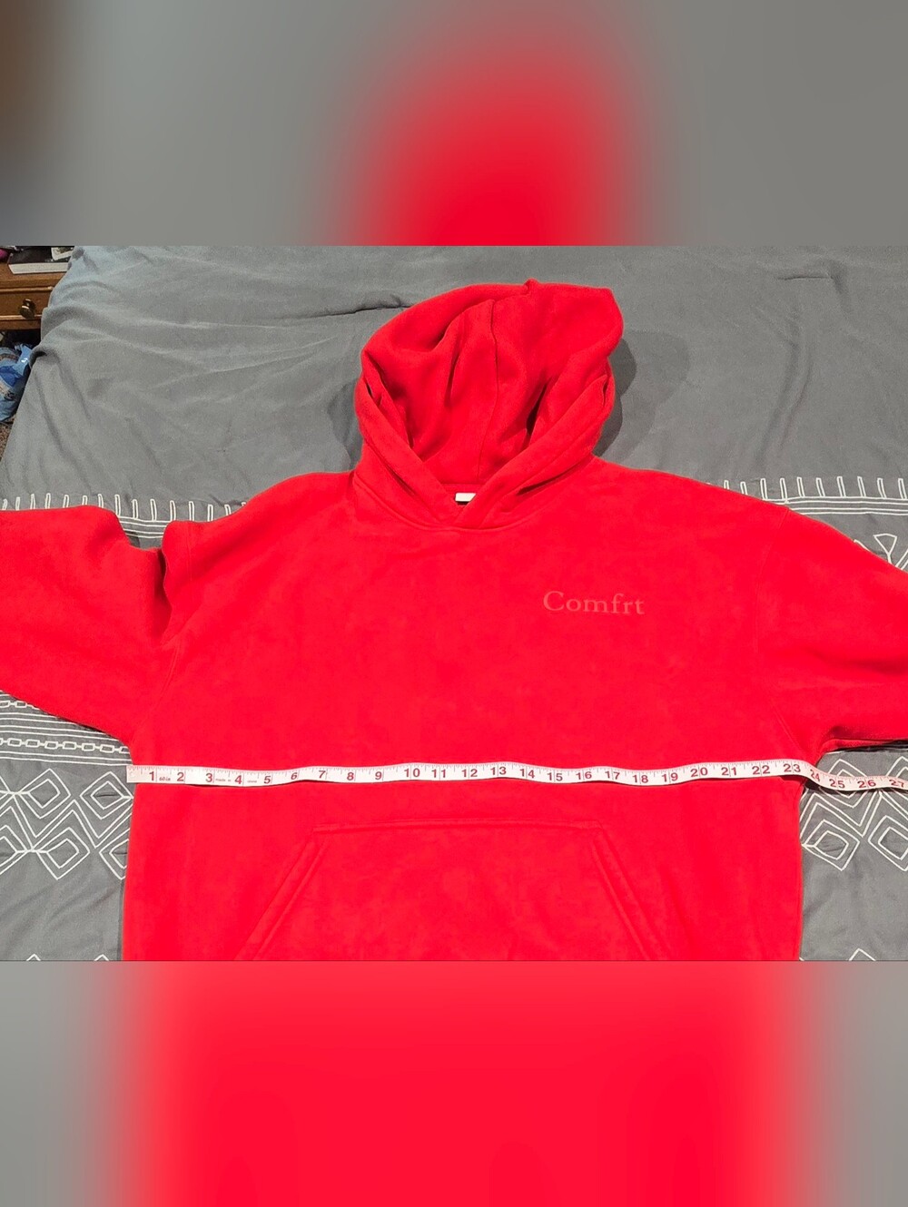 Comfrt Unisex Hoodie In Red Size Medium - Picture 6 of 7